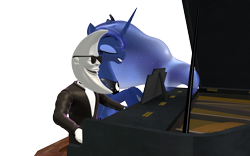 Size: 1920x1200 | Tagged: safe, artist:puzzlshield2, princess luna, alicorn, human, pony, g4, 3d, 3d render, crossover, duo, female, mac tonight, male, mcdonald's, mmd, musical instrument, piano, png, recreation, simple background, transparent background