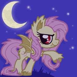 Size: 750x750 | Tagged: safe, artist:lastunicorn666, fluttershy, bat pony, pony, g4, bat ponified, female, flutterbat, night, race swap, solo