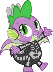 Size: 1827x2472 | Tagged: safe, artist:tylerajohnson352, spike, dragon, g4, bone, clothes, costume, cute, male, onesie, simple background, skeleton, skeleton costume, skull mask, solo, spikabetes, transparent background, winged spike, wings