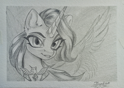 Size: 3983x2843 | Tagged: safe, alternate version, artist:jsunlight, trixie, pony, unicorn, g4, alicorn amulet, female, horn, mare, passepartout, signature, solo, traditional art