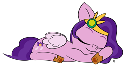 Size: 3237x1727 | Tagged: safe, artist:frownfactory, pipp petals, pegasus, pony, g5, adorapipp, atg 2024, cute, eyes closed, female, headband, high res, hoof heart, mare, newbie artist training grounds, simple background, sleeping, smiling, solo, transparent background, underhoof