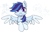 Size: 1004x633 | Tagged: safe, artist:fizzy cloud, oc, oc only, oc:fizzy cloud, pegasus, pony, coat markings, colored wings, colored wingtips, digital art, female, looking at you, mare, pixel-crisp art, purple eyes, simple background, sketch, socks (coat markings), solo, spread wings, white background, wings