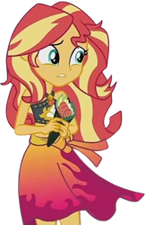 Size: 1634x2520 | Tagged: safe, edit, edited screencap, editor:mrtoonlover83, screencap, sunset shimmer, human, equestria girls, g4, my little pony equestria girls: better together, x marks the spot, background removed, clothes, female, food, not a vector, sarong, simple background, solo, sunset shimmer's beach shorts swimsuit, sushi, sushi cone, transparent background