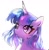 Size: 1328x1349 | Tagged: dead source, safe, artist:petaltwinkle, twilight sparkle, pony, unicorn, g4, alternate hairstyle, bangs, bust, colored sketch, cute, eye clipping through hair, eyebrows, eyebrows visible through hair, eyelashes, horn, long horn, multicolored mane, portrait, purple coat, purple eyes, shiny mane, simple background, sketch, smiling, solo, sparkly eyes, thick eyelashes, three toned mane, twiabetes, unicorn horn, unicorn twilight, white background, wingding eyes