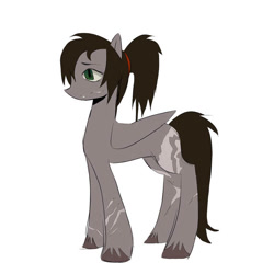 Size: 894x894 | Tagged: safe, artist:0liiver, pegasus, pony, amanda young, ponified, ponytail, saw (movie), scar, simple background, solo, white background