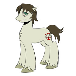 Size: 894x894 | Tagged: safe, artist:0liiver, earth pony, pony, balance scale, facial scar, mark hoffman, ponified, saw (movie), scar, simple background, solo, white background