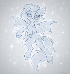 Size: 1700x1800 | Tagged: safe, artist:scheadar, fluttershy, bat pony, pony, g4, bat ponified, flutterbat, monochrome, race swap, solo