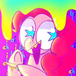 Size: 2048x2048 | Tagged: safe, artist:thesilvercatt, pinkie pie, earth pony, pony, g4, bright color, colorful, female, mare, open mouth, open smile, smiling, solo