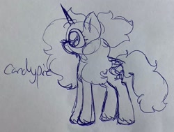 Size: 2290x1732 | Tagged: safe, artist:thesilvercatt, oc, oc only, oc:candypie, pony, unicorn, female, horn, mare, pen drawing, photo, sketch, solo, traditional art, unicorn oc