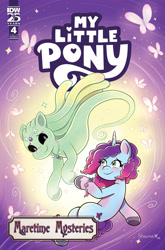 Size: 2063x3131 | Tagged: safe, artist:shauna j. grant, idw, misty brightdawn, raneigh, butterfly, ghost, pony, undead, unicorn, g5, maretime mysteries #4, my little pony: maretime mysteries, my little pony: tell your tale, official, spoiler:comic, spoiler:g5, comic cover, cover, cover art, duo, female, horn, variant cover