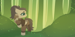 Size: 2000x1000 | Tagged: safe, artist:m i f e s, oc, oc only, oc:dima, bird, owl, pegasus, pony, forest, nature, tree