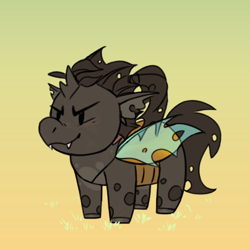 Size: 1080x1080 | Tagged: artist needed, safe, oc, oc only, oc:dima, changeling, pony, brown changeling, changelingified, gradient background, solo, species swap