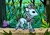 Size: 1000x707 | Tagged: safe, artist:nievaris, oc, oc only, oc:polar spark, kirin, g4, ambiguous gender, blue coat, cloven hooves, detailed background, forest background, horn, kirin oc, solo, white mane