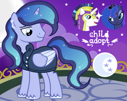 Size: 1280x1018 | Tagged: safe, artist:vi45, princess luna, shining armor, oc, alicorn, pony, g4, clothes, male, night, offspring, parent:princess luna, parent:shining armor, parents:shiningluna, stallion