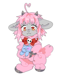 Size: 828x907 | Tagged: safe, artist:funnyhat12, oc, oc only, sheep, female, plushie, simple background, solo, white background