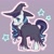 Size: 1672x1659 | Tagged: safe, artist:anonymous, coloratura, earth pony, pony, g4, abstract background, black clothes, blushing, colored, cute, drawthread, eyebrows, female, hat, mare, pattern, rarabetes, requested art, smiling, solo, witch costume, witch hat