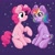 Size: 2048x2048 | Tagged: safe, artist:cupute, pinkie pie, rainbow dash, twilight sparkle, oc, oc:rainbow sparkle (fusion), unicorn, g4, alternate design, alternate hairstyle, alternate timeline, backstory in description, bobcut, cloud, curly hair, curly mane, cute, cutie mark, diapinkes, duo, duo female, female, full body, fusion, fusion:rainbow dash, fusion:twilight sparkle, glasses, horn, lore, multicolored hair, pink body, pink mane, purple background, rainbow hair, raised hoof, reference sheet, short hair, short tail, simple background, sitting, sparkles, tail