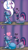 Size: 4088x7257 | Tagged: safe, artist:fancy_blue, trixie, twilight sparkle, pony, unicorn, fanfic:sexier short stories with particularly pregnant ponies, g4, 2 panel comic, belly, belly button, cape, clothes, comic, commission, curtains, dust, emanata, exclamation point, fetish, floating heart, floppy ears, frown, hat, heart, hyper, hyper belly, hyper pregnancy, impossibly large belly, interrobang, magic, magic aura, no dialogue, outie belly button, pointy ponies, preglight sparkle, pregnancy transfer, pregnant, pregxie, question mark, smiling, stage, story included, surprised, trixie's cape, trixie's hat, unicorn twilight