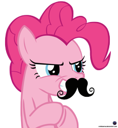 Size: 8272x9000 | Tagged: safe, artist:mlpblueray, pinkie pie, earth pony, pony, g4, fake moustache, female, mare, simple background, solo, transparent background, vector