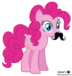 Size: 6353x6684 | Tagged: safe, artist:mlpblueray, pinkie pie, earth pony, pony, g4, fake moustache, female, mare, simple background, solo, transparent background, vector