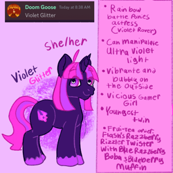 Size: 2048x2048 | Tagged: safe, artist:kiwiscribbles, screencap, oc, oc only, oc:violet glitter, unicorn, horn, solo