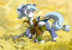 Size: 2600x1800 | Tagged: safe, artist:cirtierest, oc, oc only, oc:dahan(大寒), pegasus, pony, clothes, crossover, fallout, female, weapon