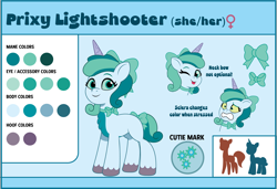 Size: 2410x1651 | Tagged: safe, artist:prixy05, oc, oc only, oc:prixy, oc:prixy lightshooter, pony, unicorn, g5, my little pony: tell your tale, bow, colored sclera, female, hair bow, horn, mare, neck bow, reference sheet, tail, tail bow, text