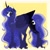 Size: 2048x2048 | Tagged: safe, artist:inisealga, princess luna, alicorn, pony, g4, chest fluff, coat markings, colored pupils, curved horn, facial markings, female, horn, mare, markings, neck fluff, redesign, redraw, solo, three toned wings, unicorn horn, unshorn fetlocks