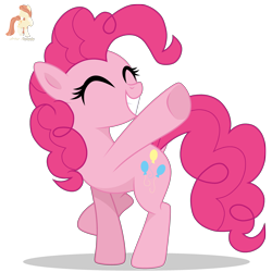 Size: 3000x3000 | Tagged: safe, artist:r4hucksake, pinkie pie, earth pony, pony, g4, ^^, eyes closed, female, grin, mare, raised leg, simple background, smiling, solo, transparent background