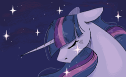 Size: 1200x738 | Tagged: safe, alternate version, artist:melodylibris, twilight sparkle, alicorn, pony, g4, eyes closed, female, legitimately amazing mspaint, magic, mare, ms paint, night, older, older twilight, older twilight sparkle (alicorn), solo, stars, twilight sparkle (alicorn)