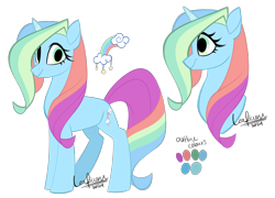 Size: 2130x1532 | Tagged: safe, artist:leaficun3, oc, oc only, oc:rainbow falls, pony, unicorn, 2024, bust, female, horn, looking at you, mare, multicolored hair, no catchlights, not rainbow dash (g3), portrait, rainbow hair, simple background, solo, standing, transparent background