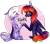 Size: 1024x908 | Tagged: safe, artist:purple-owo, artist:squishkitti, oc, oc only, oc:evening cloud, oc:purple haze, earth pony, pegasus, pony, blaze (coat marking), braid, braided tail, circle background, coat markings, collaboration, colored ear fluff, colored hooves, colored pinnae, duo, ear markings, eye clipping through hair, eyelashes, facial markings, facing each other, feathered wings, female, female oc, floppy ears, gradient mane, gradient tail, green eyes, hair tie, hooves, leg markings, leg stripes, long mane, long tail, looking at each other, looking at someone, mare, mare oc, multicolored mane, multicolored tail, partially transparent background, pegasus oc, profile, purple coat, purple eyes, purple hooves, shiny eyes, shiny mane, shiny tail, signature, smiling, smiling at each other, stripes, tail, tail tie, tall ears, thick eyelashes, thin, tied mane, tied tail, touching hooves, wings