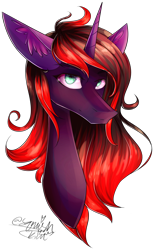 Size: 1942x3156 | Tagged: safe, artist:squishkitti, oc, oc only, oc:fiery blood, pony, unicorn, bust, female, horn, mare, portrait, simple background, solo, transparent background