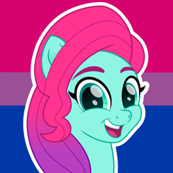 Size: 1300x1300 | Tagged: safe, artist:cloudy glow, jazz hooves, earth pony, pony, g4, g5, bisexual, bisexual pride flag, female, pride, pride flag, solo