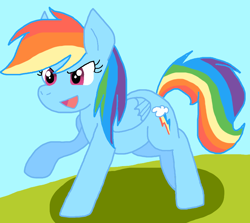 Size: 926x827 | Tagged: safe, artist:cmara, rainbow dash, pegasus, pony, g4, female, folded wings, open mouth, raised hoof, solo, wings