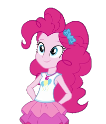 Size: 503x591 | Tagged: safe, artist:blockslikepl, edit, edited screencap, screencap, pinkie pie, human, all the world's off stage, all the world's off stage: pinkie pie, equestria girls, g4, my little pony equestria girls: choose your own ending, background removed, clothes, cute, cutie mark on clothes, female, geode of sugar bombs, grin, hairband, hands behind back, jewelry, magical geodes, necklace, rah rah skirt, simple background, skirt, smiling, solo, tank top, transparent background
