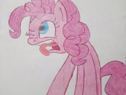 Size: 3264x2448 | Tagged: safe, artist:dev-rogelis, pinkie pie, earth pony, g4, colored sketch, drawing, female, sketch, solo, tongue out, traditional art