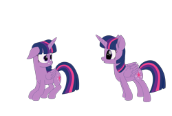 Size: 2300x1550 | Tagged: safe, artist:k. dale, twilight sparkle, alicorn, pony, g4, cute, duo, floppy ears, looking at each other, looking at someone, movie accurate, png, scared, self paradox, self ponidox, shocked, simple background, surprised, transparent background, twiabetes, twilight sparkle (alicorn), twolight
