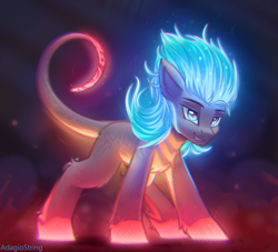 Size: 2200x2000 | Tagged: safe, artist:adagiostring, oc, oc only, earth pony, pony, commission, glowing, glowing eyes, glowing mane, looking forward, male, solo, stallion, stallion oc, standing