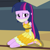 Size: 2000x2000 | Tagged: safe, artist:nie-martw-sie-o-mnie, part of a set, twilight sparkle, human, equestria girls, g4, scare master, armor, athena sparkle, bondage, bound and gagged, cloth gag, clothes, costume, female, femsub, gag, halloween, halloween costume, kneeling, nightmare night costume, rope, rope bondage, solo, submissive, twisub