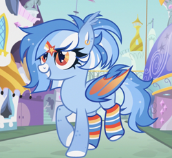 Size: 2127x1955 | Tagged: safe, artist:olivi, oc, oc only, bat pony, pony, adoptable, art, base used, canterlot, character, clothes, commission, commission example, commission open, cute, present, socks, solo, striped socks, your character here