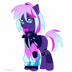 Size: 3000x3000 | Tagged: safe, artist:olivi, oc, oc only, pony, art, base used, character, commission, commission example, commission open, neon, punk, simple background, solo, white background, your character here