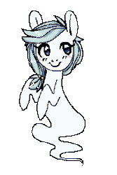 Size: 500x750 | Tagged: safe, artist:sararose, oc, oc only, ghost, ghost pony, pony, 2013, animated, blue hair, blue mane, digital art, floating, pixel animation, pixel art, simple background, smiling, solo, transparent background, white coat