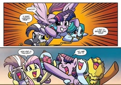 Size: 1996x1414 | Tagged: safe, artist:agnes garbowska, idw, official comic, cattail, fluttershy, ms. vine, twilight sparkle, zecora, alicorn, earth pony, pegasus, pony, zebra, friendship is magic #58, g4, spoiler:comic, magenta bloom, twilight sparkle (alicorn)