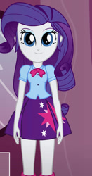 Size: 490x936 | Tagged: safe, artist:qbert2kcat, rarity, equestria girls, g4, clothes, clothes swap, shirt, skirt, solo, twilight sparkle's skirt