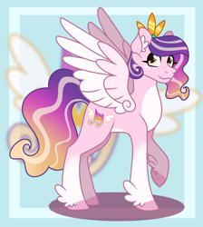 Size: 1280x1431 | Tagged: safe, artist:monochrome-sunsets, pipp petals, pegasus, pony, g5, alternate design, colored wings, crown, female, gradient mane, jewelry, raised hoof, regalia, solo, spread wings, wings