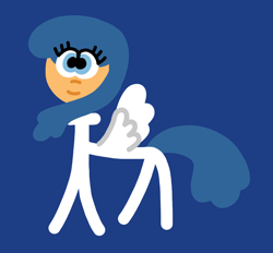 Size: 1012x939 | Tagged: safe, artist:emilycreator63, first base, pegasus, pony, g4, adorabase, astronaut, astronaut first base, blue background, closed mouth, eye clipping through hair, female, female first base, filly, foal, football strike, missing helmet, pegasus first base, race swap, rule 63, simple background, smiling, solo, spacesuit, stickmare