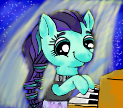 Size: 800x700 | Tagged: safe, artist:jewelswirlix, coloratura, earth pony, pony, g4, clothes, female, mare, musical instrument, piano, smiling, solo, tail
