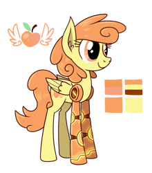 Size: 838x954 | Tagged: safe, artist:cosmicspitfire, oc, oc only, oc:peachy punch, pegasus, pony, g4, amputee, female, folded wings, mare, prosthetic limb, prosthetics, reference sheet, simple background, smiling, solo, tail, transparent background, wings