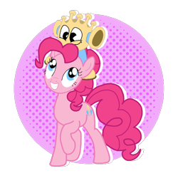 Size: 720x720 | Tagged: safe, artist:cooperthedoodlian, pinkie pie, earth pony, pony, g4, base used, circle background, doodland, duo, duo male and female, female, friends, male, mantisgirl, mare, simple background, transparent background, truccus